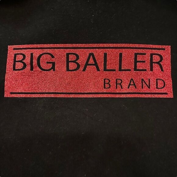 Big Baller Brand ~ Black w/ Red Glitter ~ Hooded Pullover Sweatshirt ~ size Sm - Picture 3 of 7